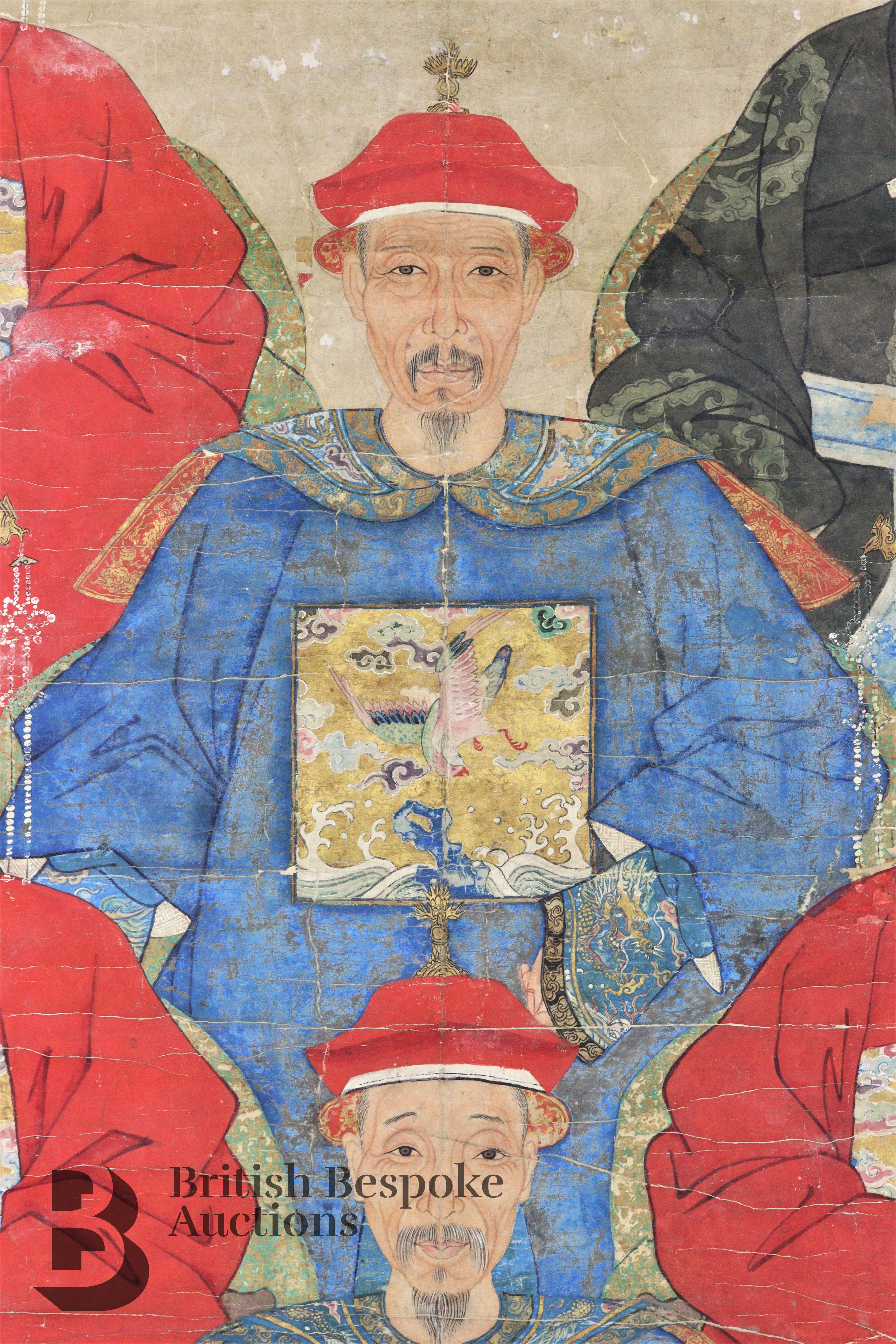 Mid-19th Century Chinese Portrait Ancestral Painting - Image 5 of 8