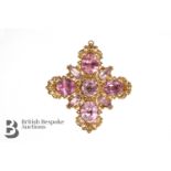 14/15ct Yellow Gold Pink Topaz Filigree Pendant