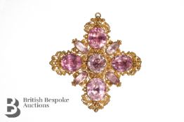 14/15ct Yellow Gold Pink Topaz Filigree Pendant