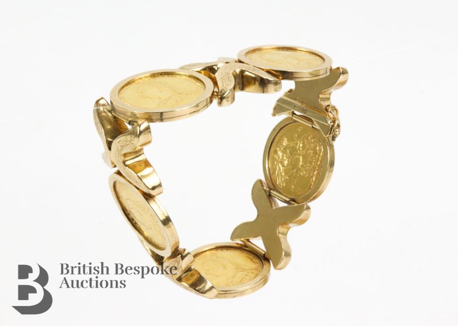 Substantial 9ct Gold 5 Sovereign Bracelet