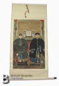 Mid-19th Century Chinese Portrait Ancestral Scroll Painting
