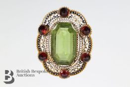 Victorian Gold and Enamel and Peridot Brooch