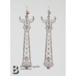 Art Nouveau Platinum Diamond Drop Earrings
