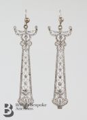 Art Nouveau Platinum Diamond Drop Earrings