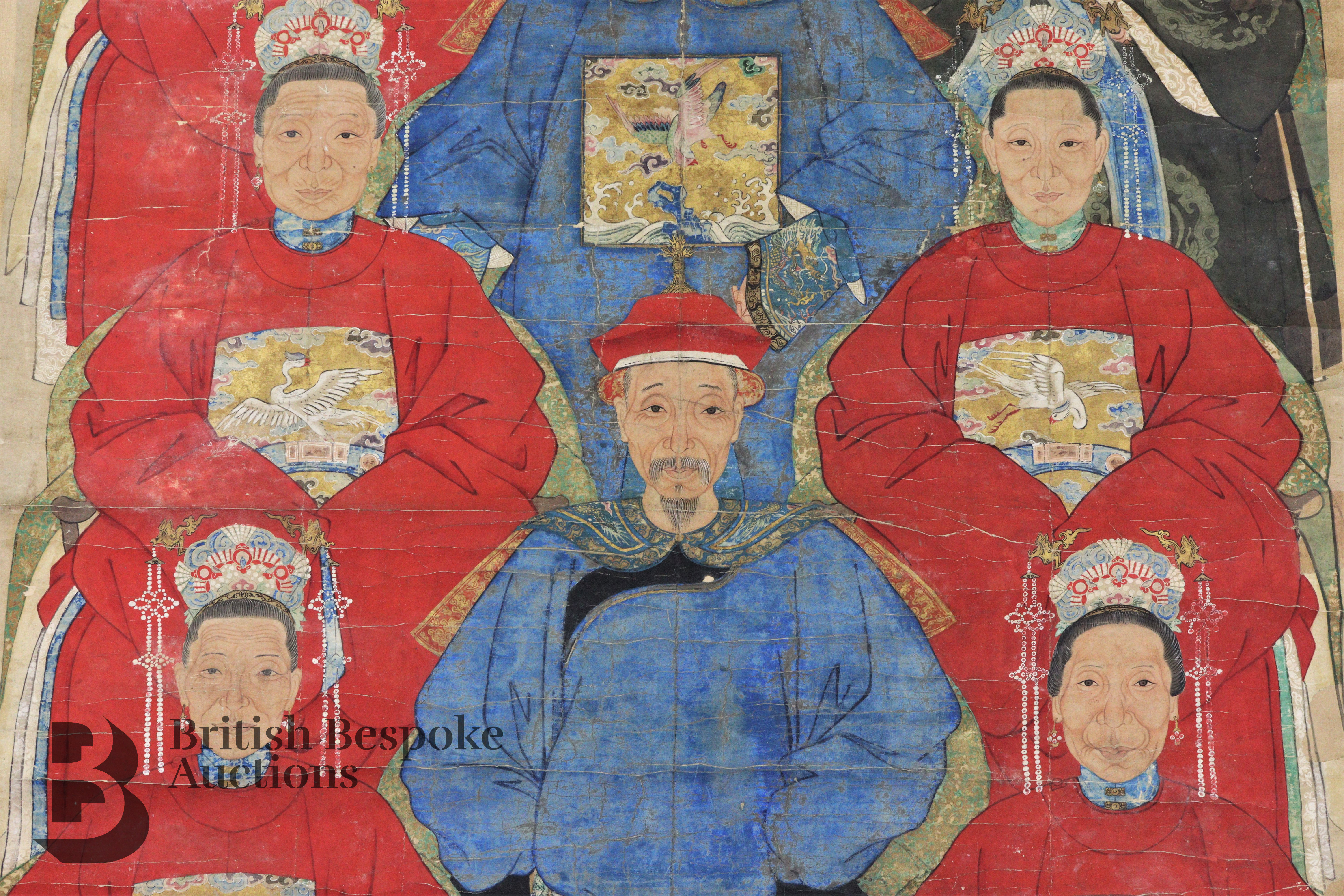 Mid-19th Century Chinese Portrait Ancestral Painting - Image 4 of 8