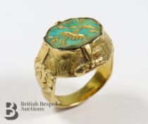 Antiquity - Indo-Persian Gold and Jade Seal Ring