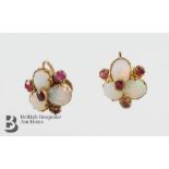 Pair of Victorian 9ct Gold Opal and Ruby Earrings
