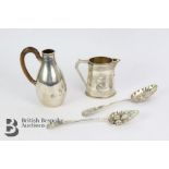 Silver Creamer and Berry Spoons