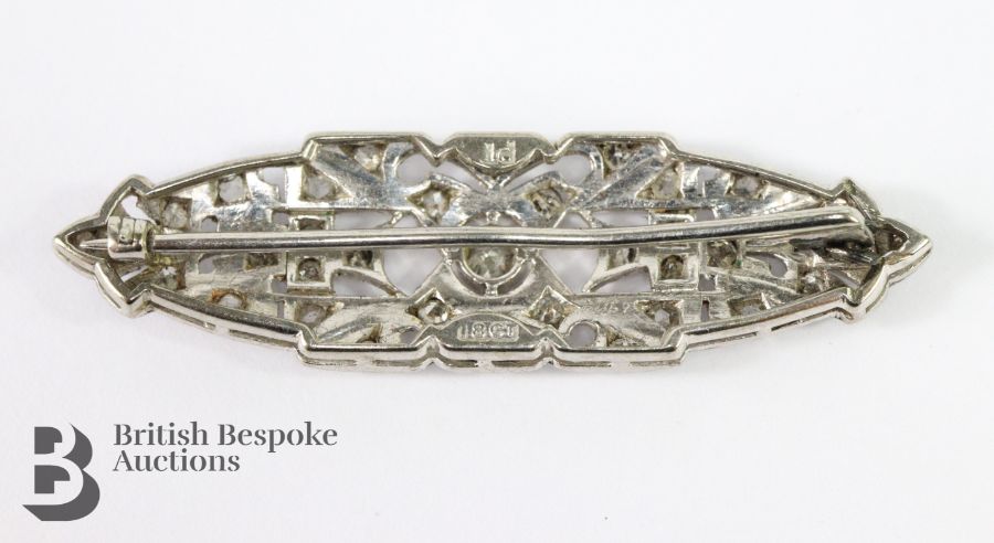 18ct White Gold and Platinum Edwardian Diamond Brooch - Image 4 of 11