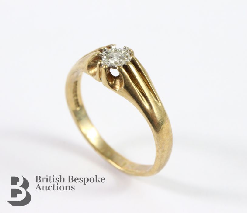 9ct Solitaire Diamond Ring - Image 2 of 2