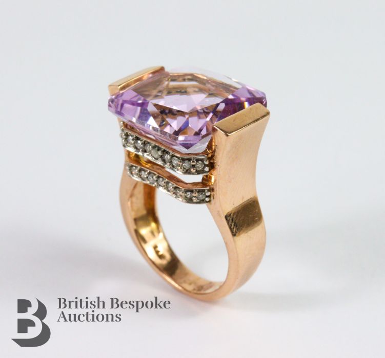 14ct Rose Gold Amethyst and Diamond Cocktail Ring - Image 3 of 6