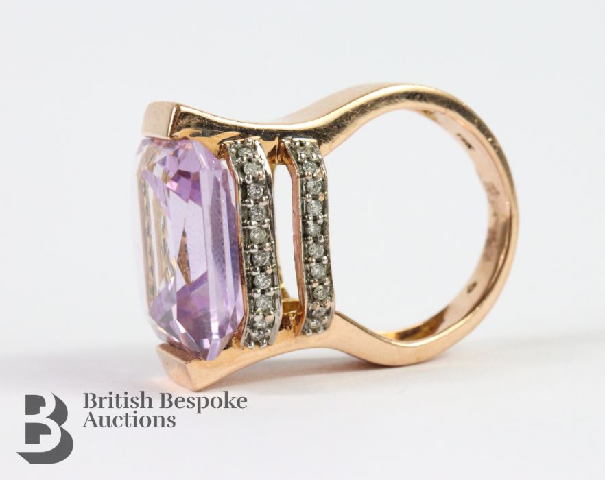 14ct Rose Gold Amethyst and Diamond Cocktail Ring - Image 6 of 6