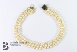 Three Strand Cultured Pearl Necklace