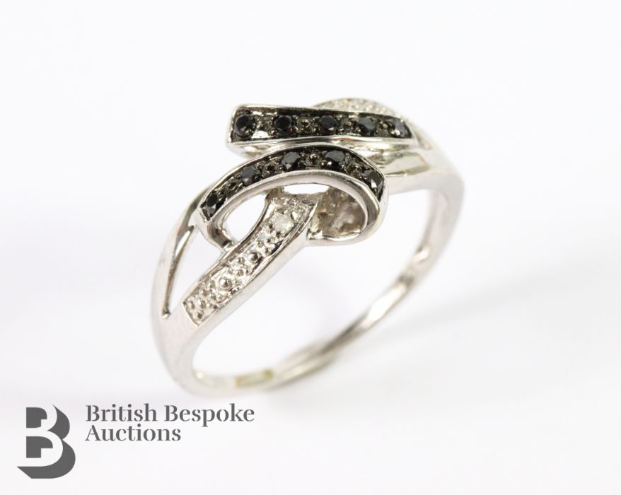 9ct White Gold and Black Diamond Ring