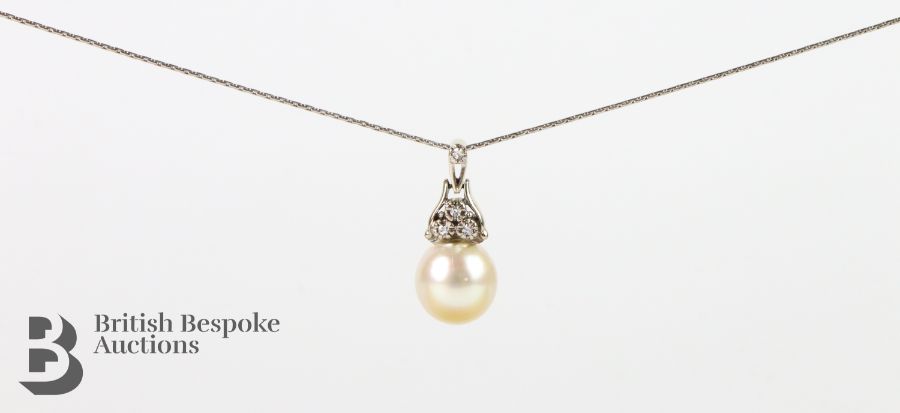 White Gold Diamond and Southsea Pearl Necklace - Image 3 of 4