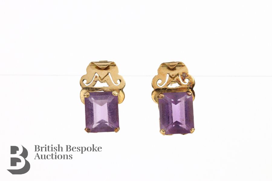 18ct Amethyst Ring and Earring Set - Image 3 of 3