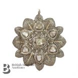 Antique Indian Silver Gold and Diamond Star Pendant Brooch