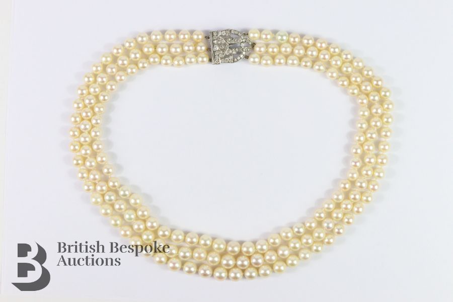 Fine Three-Strand Pearl Necklace