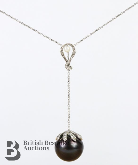 18ct White Gold, Diamond Southsea Pearl Pendant - Image 3 of 6