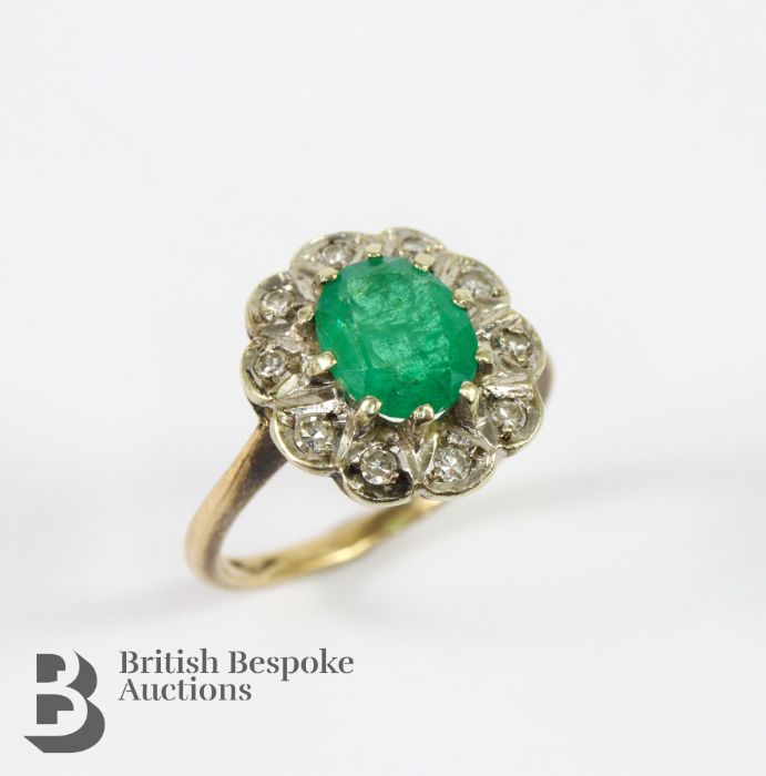 9ct Diamond and Emerald Ring