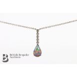 18ct White Gold Opal and Diamond Necklace