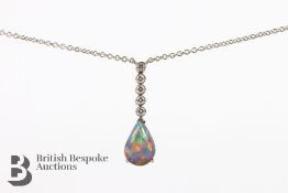 18ct White Gold Opal and Diamond Necklace