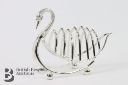 Silver Plated Swan Toast Rack