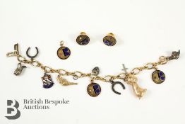 Base Metal Charm Bracelet with Gold and Silver Charms