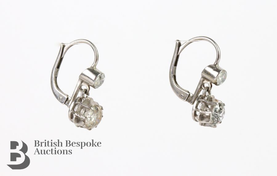 Pair of Platinum Diamond Earrings