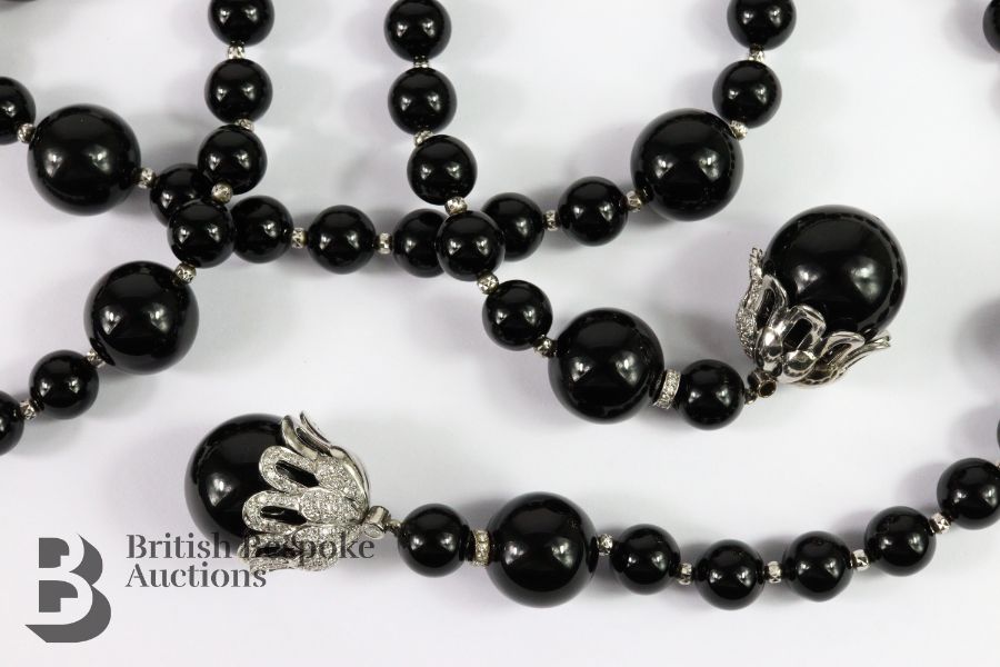 Great Gatsby Style 18ct, Onyx and Diamond Necklace - Image 2 of 6