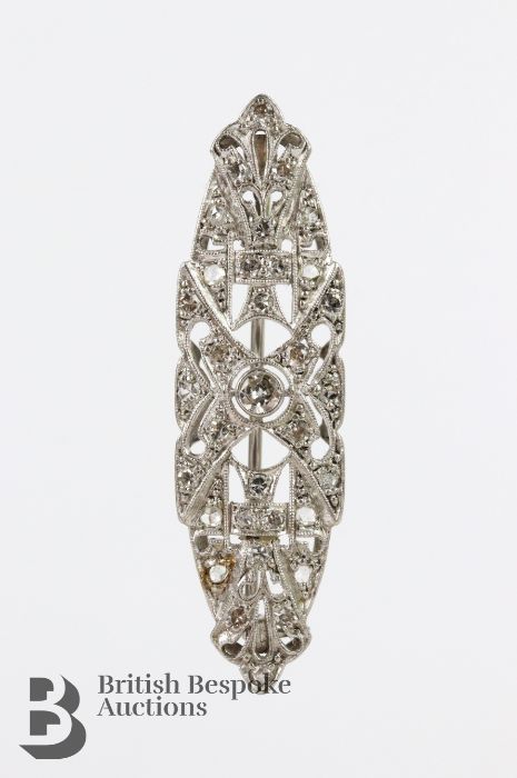 18ct White Gold and Platinum Edwardian Diamond Brooch - Image 10 of 11