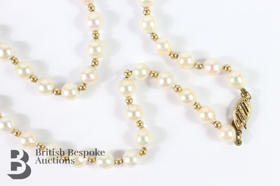 9ct Gold and Cultured Pearl Necklace - Image 2 of 3