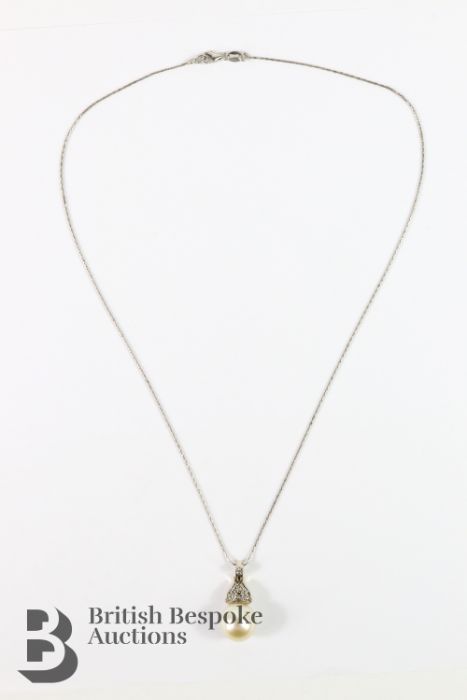 White Gold Diamond and Southsea Pearl Necklace - Image 2 of 4