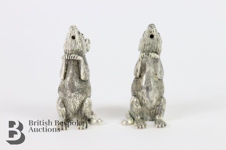 Pair of Silver Plated Mice Condiments - Image 2 of 3