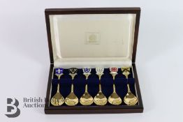 Set of Silver Commemorative Spoons - Queen Mothers 80th Birthday