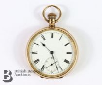 9ct Gold Open Faced Pocket Watch