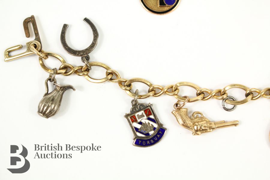 Base Metal Charm Bracelet with Gold and Silver Charms - Image 3 of 4