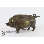 Unusual Bronze Pig Table Bell