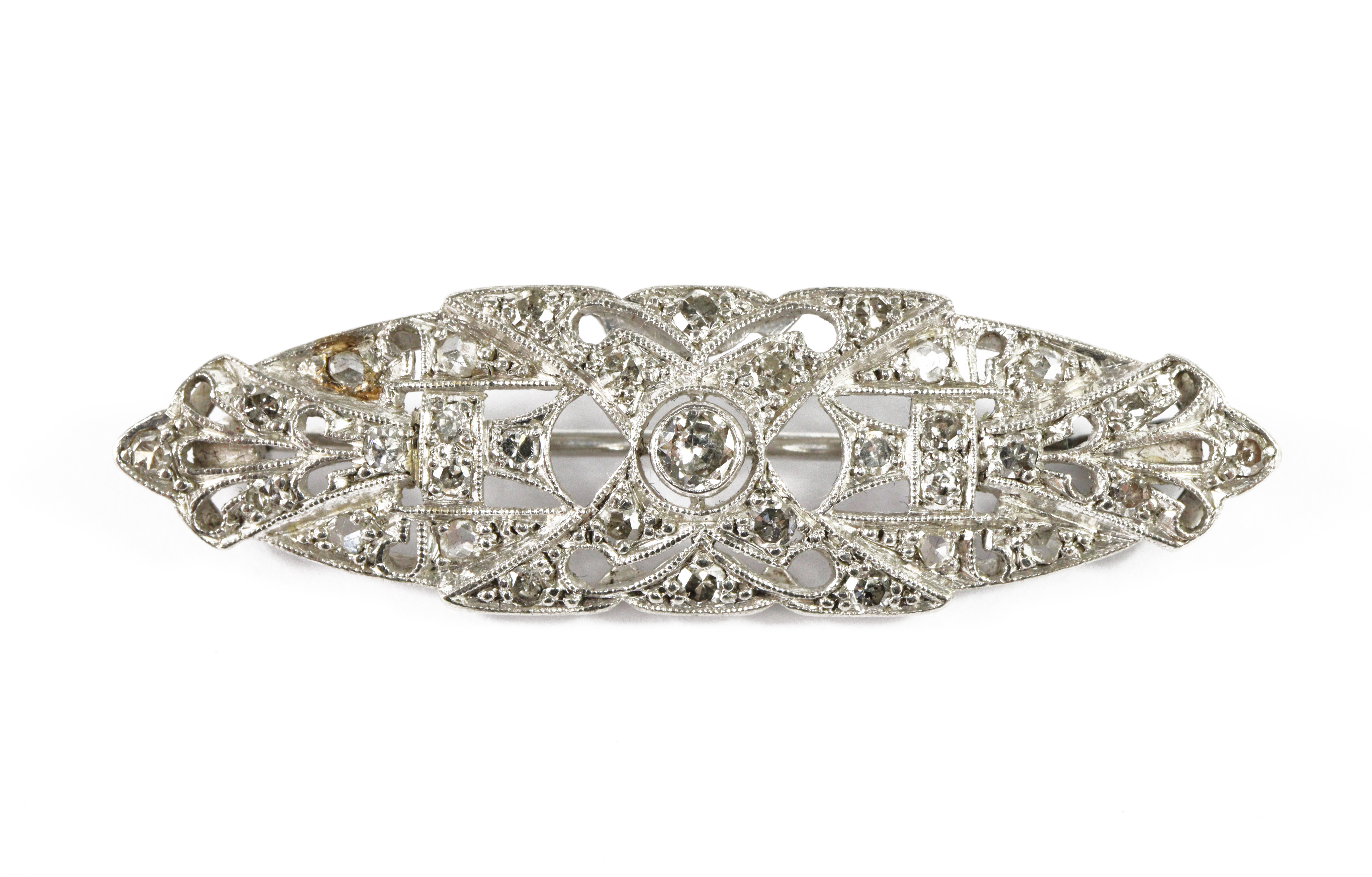 18ct White Gold and Platinum Edwardian Diamond Brooch - Image 11 of 11