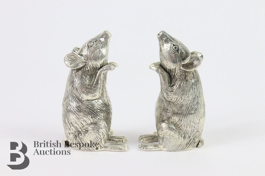 Pair of Silver Plated Mice Condiments - Image 3 of 3