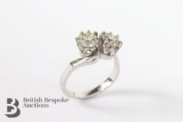 18ct White Gold Two Stone Diamond Cross-Over Ring