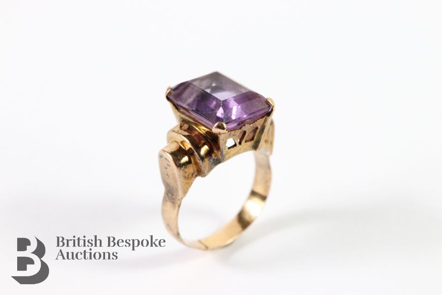 18ct Amethyst Ring and Earring Set - Image 2 of 3