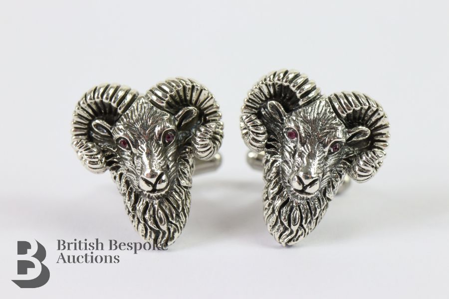 Pair of Silver Rams Head Cufflinks - Image 2 of 2