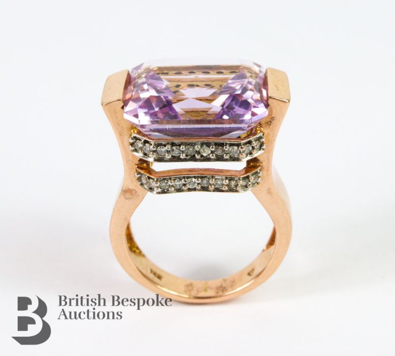 14ct Rose Gold Amethyst and Diamond Cocktail Ring - Image 4 of 6