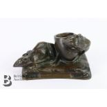 After Antonin Aigon - Les Deux Rats & L'oeuf Bronze Inkwell