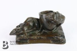 After Antonin Aigon - Les Deux Rats & L'oeuf Bronze Inkwell