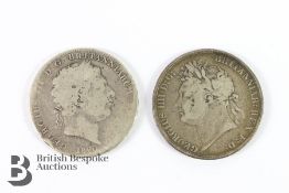 1820 and 1821 George IV Silver Crowns