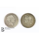 1820 and 1821 George IV Silver Crowns