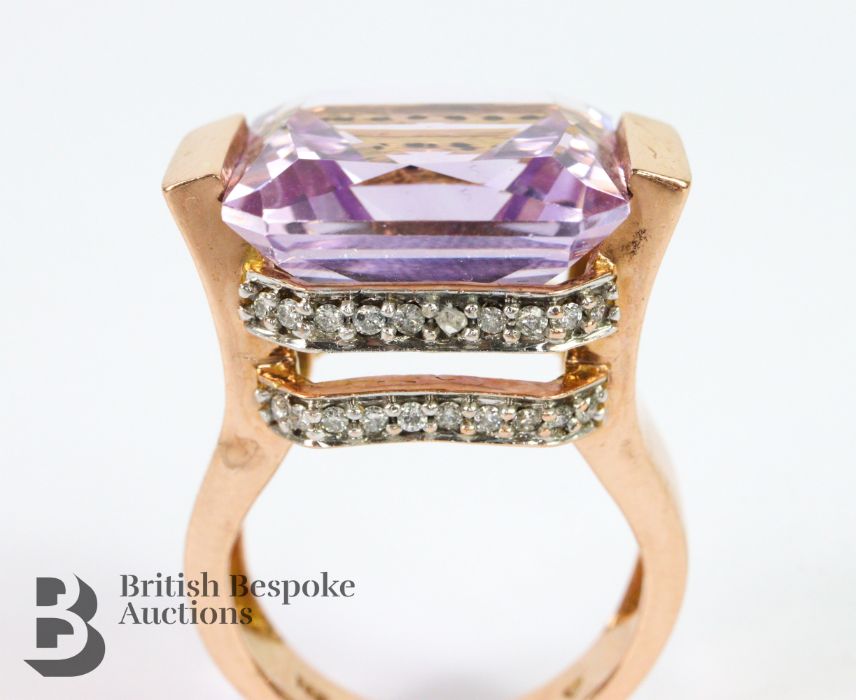 14ct Rose Gold Amethyst and Diamond Cocktail Ring - Image 5 of 6