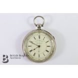 Silver Open-Faced Chronograph Pocket Watch